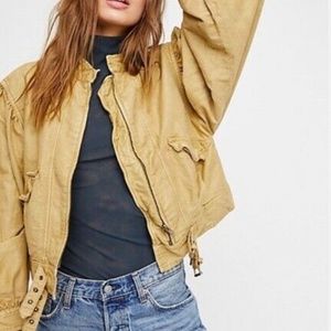 Free People Mustard Yellow Poet Jacket- NWOT